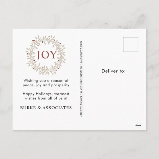 エレガント素朴リース シーズンポストカード (裏面)