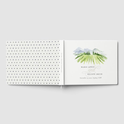 エレガント素朴ワイナリーヴィネヤードマウン結婚テン ゲストブック (全面)