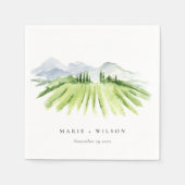 エレガント素朴ワイナリーヴィネヤードマウン結婚テン スタンダードカクテルナプキン (正面)