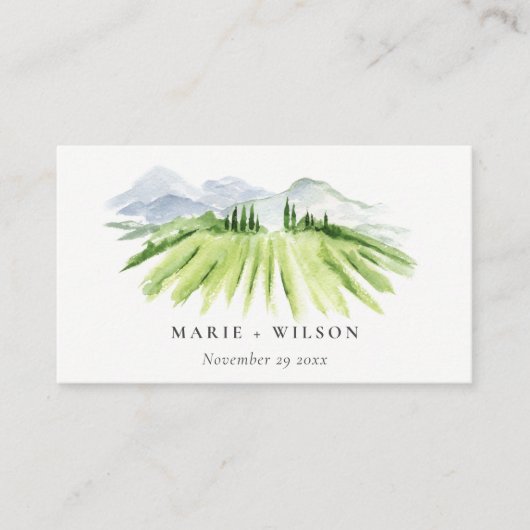 エレガント素朴ワイナリーヴィネヤードマウン結婚テン プレイスカード (正面)