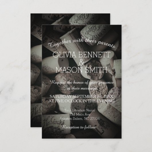 エレガント素朴ワインコ結婚ークのカード 招待状 (正面/裏面)