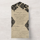 エレガント素朴ヴィンテージビクトリアンフローラ オールインワン招待状 (内側)
