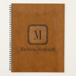 エレガント素朴ヴィンテージレザーシックモノグラム名 プランナー手帳