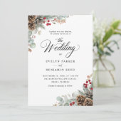 エレガント素朴冬の結婚クリスマス 招待状 (スタンド正面)