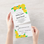 エレガント素朴夏フローラ結婚ズ オールインワン招待状 (貼ってはがせる)