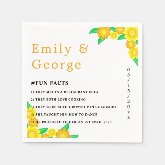 エレガント素朴夏フローラ結婚ズ スタンダードカクテルナプキン (正面)