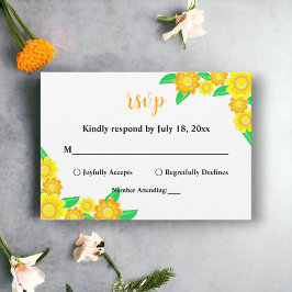 エレガント素朴夏フローラ結婚ズ 出欠カード