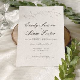 エレガント素朴小結婚植物学 招待状