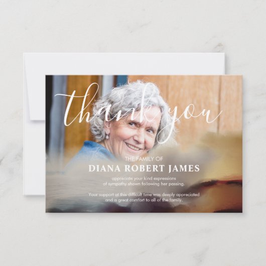 エレガント素朴抽象芸術タイポグラフィ悔やみや弔慰 サンキューカード (正面)