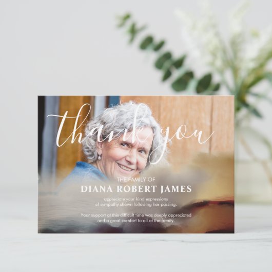 エレガント素朴抽象芸術タイポグラフィ悔やみや弔慰 サンキューカード (スタンド正面)