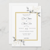 エレガント素朴書金ゴールド結婚の 招待状 (正面/裏面)