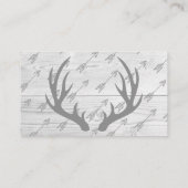 エレガント素朴木とグレーの〔雄ジカの〕枝角ブックリクエスト エンクロージャーカード (裏面)