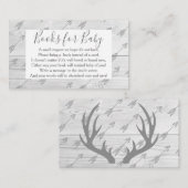 エレガント素朴木とグレーの〔雄ジカの〕枝角ブックリクエスト エンクロージャーカード (正面/裏面)