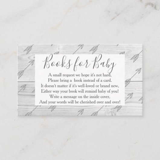 エレガント素朴木とグレーの〔雄ジカの〕枝角ブックリクエスト エンクロージャーカード (正面)