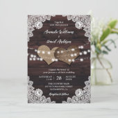 エレガント素朴木材結婚の 招待状 (スタンド正面)