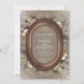 エレガント素朴木枠結婚の 招待状 (正面)