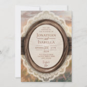 エレガント素朴木枠結婚 招待状 (正面)