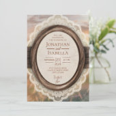 エレガント素朴木枠結婚 招待状 (スタンド正面)
