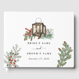 エレガント素朴松結婚灯 ゲストブック