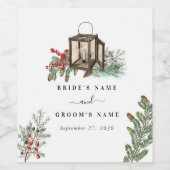 エレガント素朴松結婚灯 ワインラベル (シングルラベル)