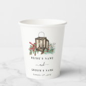エレガント素朴松結婚灯 紙コップ (正面)