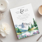 エレガント素朴水彩山結婚山 招待状