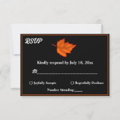 エレガント素朴白黒オレンジ秋の結婚式 出欠カード (正面)