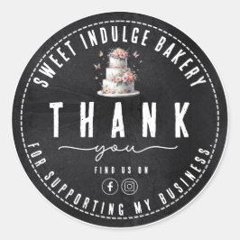 エレガント素朴白黒ベーカリーありがとう ラウンドシール