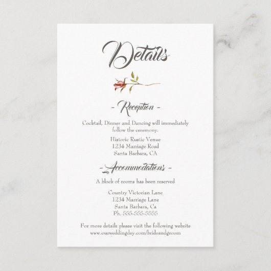 エレガント素朴秋の結婚式 エンクロージャーカード (正面)