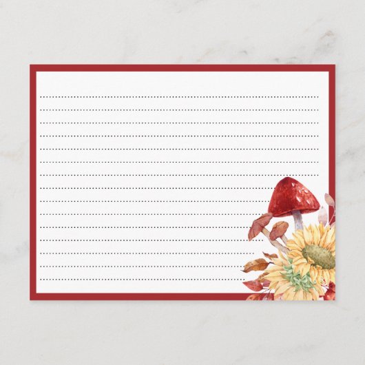 エレガント素朴秋フローラブライダルシャワーレシピ エンクロージャーカード (裏面)