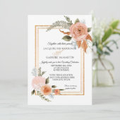 エレガント素朴秋フローラ銅金ゴールド結婚類 招待状 (スタンド正面)