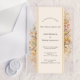 エレガント素朴秋ベージュ婚約パーティ アクリル招待状