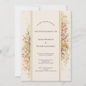エレガント素朴秋ベージュ婚約パーティ 招待状 (正面)