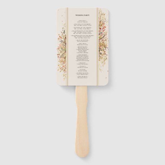 エレガント素朴秋ベージュ結婚式 プログラム ハンドファン (裏面)