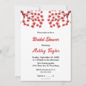 エレガント素朴秋レッド葉ブライダルシャワー 招待状 (正面)