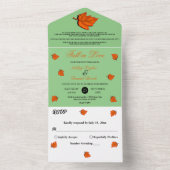 エレガント素朴紅葉セージ秋の結婚式 オールインワン招待状 (内側)