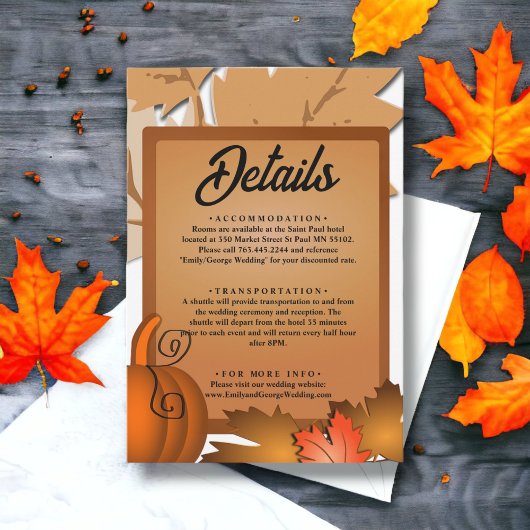 エレガント素朴紅葉パンプキンオータム結婚ーズ エンクロージャーカード