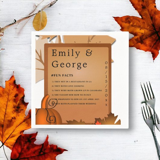 エレガント素朴紅葉パンプキンオータム結婚ーズ スタンダードカクテルナプキン