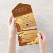 エレガント素朴紅葉フローラ結婚ズ オールインワン招待状 (貼ってはがせる)