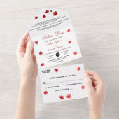 エレガント素朴紅葉ロマン秋の結婚式 オールインワン招待状 (貼ってはがせる)