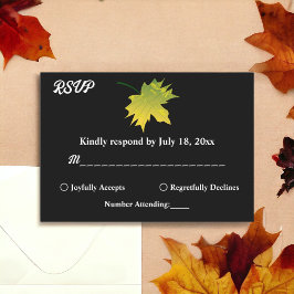 エレガント素朴紅葉白黒結婚ズ 出欠カード