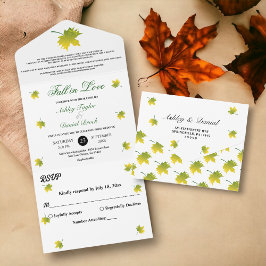 エレガント素朴紅葉秋フローラ結婚ズ オールインワン招待状
