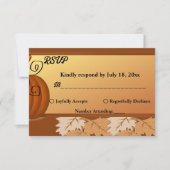 エレガント素朴紅葉秋フローラ結婚ズ 出欠カード (正面)