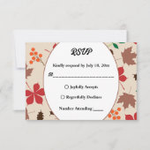 エレガント素朴紅葉秋フローラ結婚ズ 出欠カード (正面)