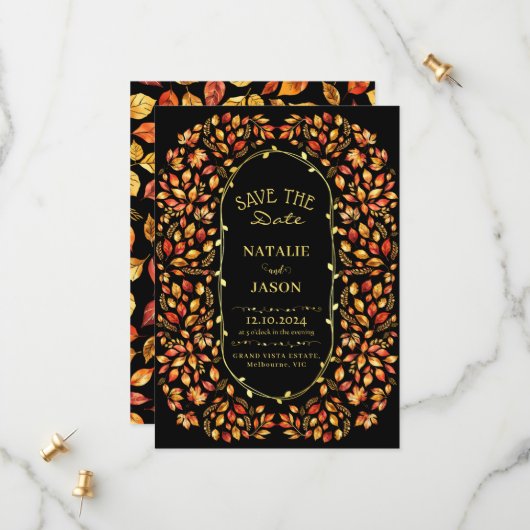 エレガント素朴紅葉結婚ズ セーブザデート (正面/裏面インサイチュ)