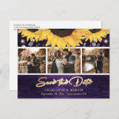 エレガント素朴紫花結婚の写真 案内ポストカード (正面/裏面)