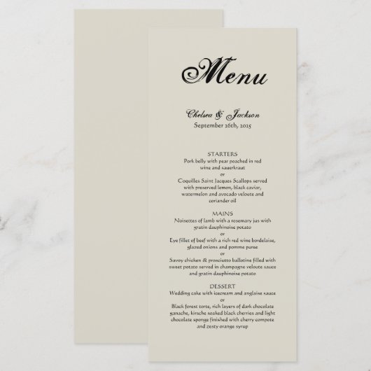 エレガント素朴結婚メニュー メニュー (正面/裏面)