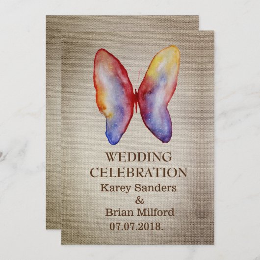 エレガント素朴結婚式招待状 招待状 (正面/裏面)