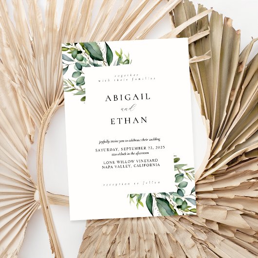 エレガント素朴結婚緑 招待状