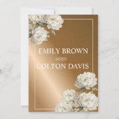 エレガント素朴結婚金ゴールドの花の誘い 招待状 (裏面)